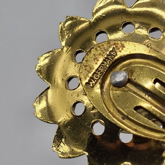 VTG Gold Tone Scarf Clip Floral West Germany - Picture 4 of 6